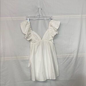 Hello Molly White Dress with Ruffle Detail